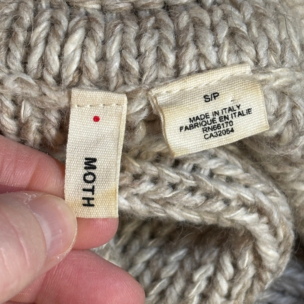 Anthropologie Moth Turtleneck Sweater Brown Beige Women’s Small Alpaca Blend - Picture 12 of 15